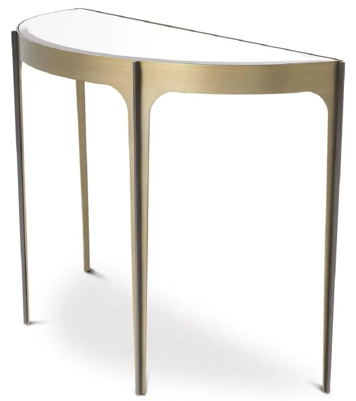 Letzte Chance Casa Padrino Luxus Konsole Messing / Bronze 102,5 x 40 x H. 75 cm - Edelstahl Konsolentisch mit Spiegelglas Tischplatte - Luxus Möbel