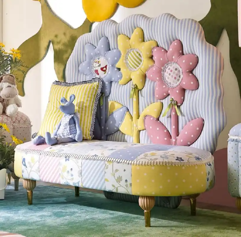 Saisonangebot Casa Padrino Luxus Kindersofa Sonnenblumen Bunt - Kinderzimmer Sofa - Kinderzimmer Möbel - Erstklassische Qualität - Made in Italy