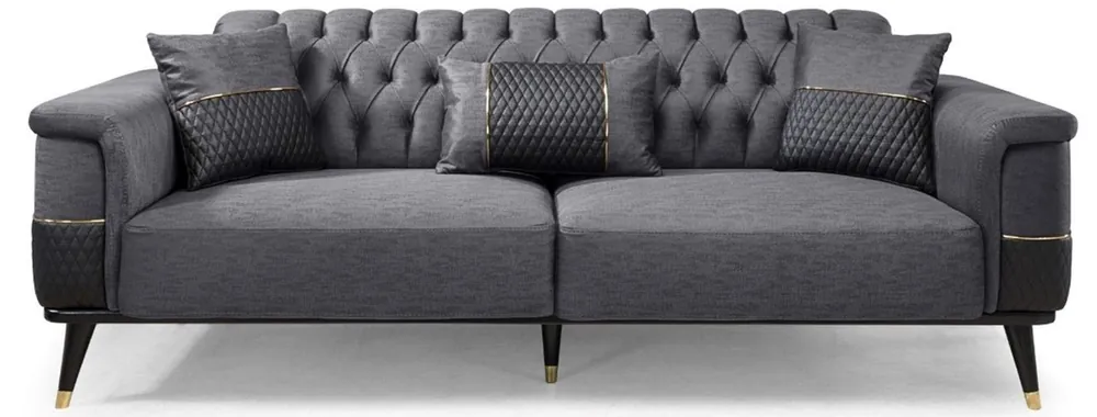 Casa Padrino Luxus Schlafsofa Grau / Schwarz / Gold 225 x 94 x H. 83 cm - Modernes Wohnzimmer Sofa - Wohnzimmer Möbel Heißes Angebot