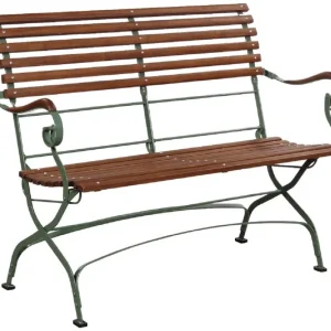 Sofort Bestellen Casa Padrino Luxus Jugendstil Gartenbank Braun / Grün 120 x 55 x H. 90 cm - Garten & Terrassen Sitzbank mit Rückenlehne und Armlehnen - Jugendstil Garten & Terrassen Möbel