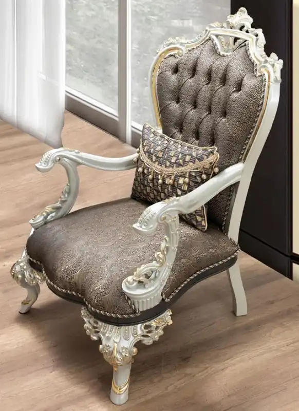 Abverkauf Casa Padrino Luxus Barock Sessel Blau / Gold / Grau / Weiß / Gold - Prunkvoller Wohnzimmer Sessel mit elegantem Muster - Barock Wohnzimmer Möbel