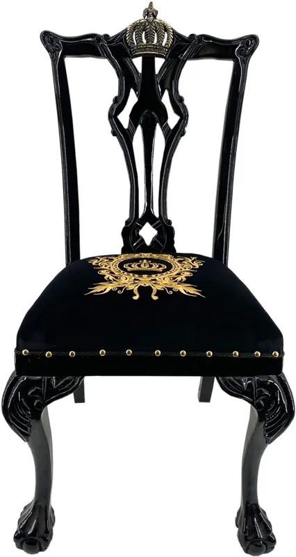 Knallerangebot Pompöös by Casa Padrino Luxus Barock Esszimmerstuhl Schwarz / Gold - Pompööser Barock Stuhl designed by Harald Glööckler - Barock Esszimmer Möbel