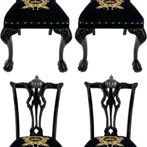 Pompöös by Casa Padrino Luxus Barock Esszimmerstühle Schwarz / Gold - Pompööse Barock Stühle designed by Harald Glööckler - 4 Esszimmerstühle - Barock Esszimmer Möbel Online Kaufen