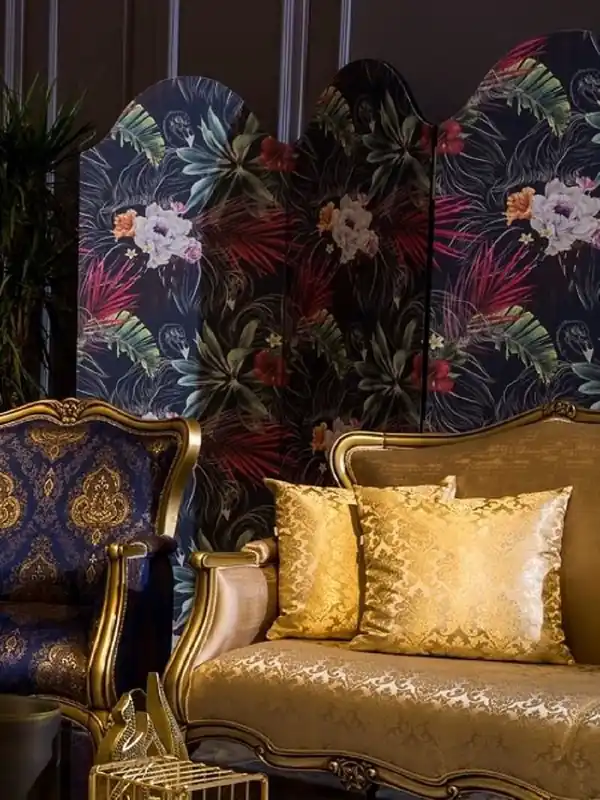 Casa Padrino Luxus Barock Raumteiler Mehrfarbig - Faltbarer Massivholz Paravant im Barockstil - Barock Schlafzimmer & Hotel Möbel Must-Have