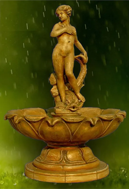Casa Padrino Jugendstil Springbrunnen Antik Beige Ø 145 x H. 210 cm - Prunkvoller Gartenbrunnen - Gartendeko Brunnen - Barock & Jugendstil Garten Deko Accessoires Versand Am Gleichen Tag