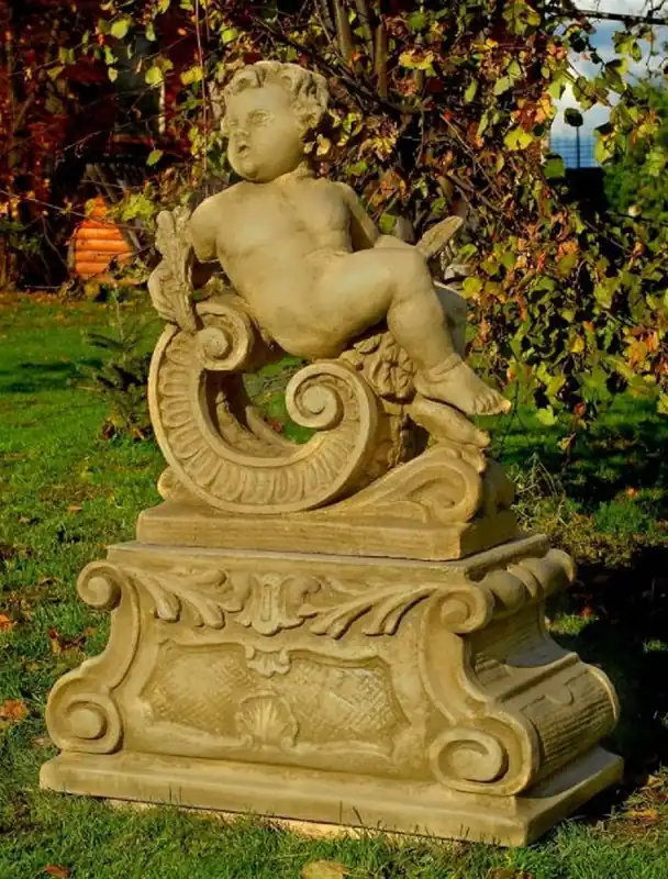 Saisonangebot Casa Padrino Barock Gartendeko Skulptur Schaut Nach Rechts 80 x 36 x H. 116 cm - Garten Deko Figur mit Sockel - Garten & Terrassen Deko Accessoires