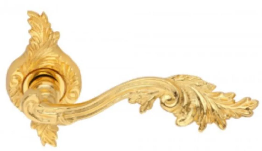 Casa Padrino Luxus Barock Türgriff Set Gold - Edle Messing Türgriffe mit 24 Karat Vergoldung - Luxus Qualität Markenware