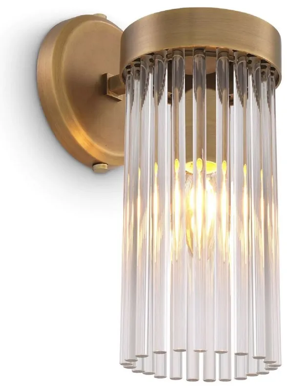 Casa Padrino Luxus Wandleuchte Antik Messingfarben 12 x 17 x H. 30 cm - Elegante Wandlampe im Retro Stil - Luxus Kollektion Sale