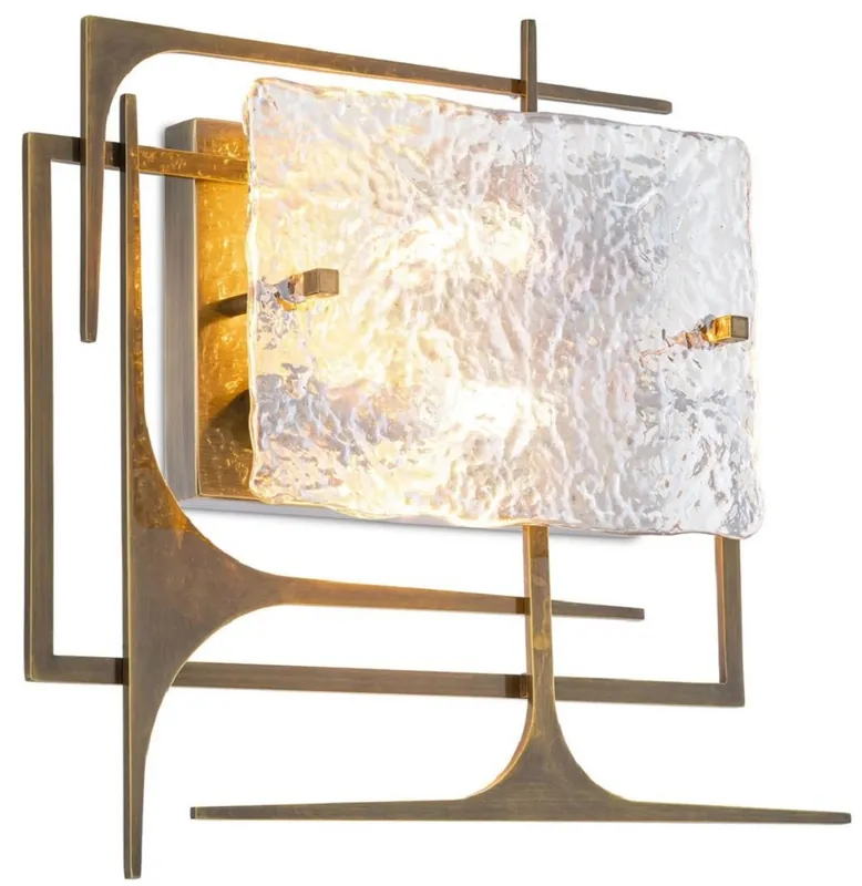 Letzte Chance Casa Padrino Designer Wandleuchte Antik Messingfarben 39 x 9 x H. 35 cm - Wohnzimmer Wandleuchte - Hotel Wandleuchte - Luxus Kollektion