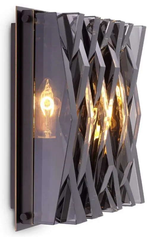 Schnäppchen Casa Padrino Luxus Wandleuchte Bronzefarben / Grau 24 x 9 x H. 24 cm - Elegante Metall Wandlampe mit Glas Lampenschirm - Luxus Leuchten