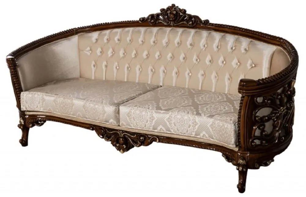 Jetzt Bestellen Casa Padrino Luxus Barock Sofa Beige / Braun / Gold - Prunkvolles Wohnzimmer Sofa mit elegantem Muster - Barock Wohnzimmer Möbel
