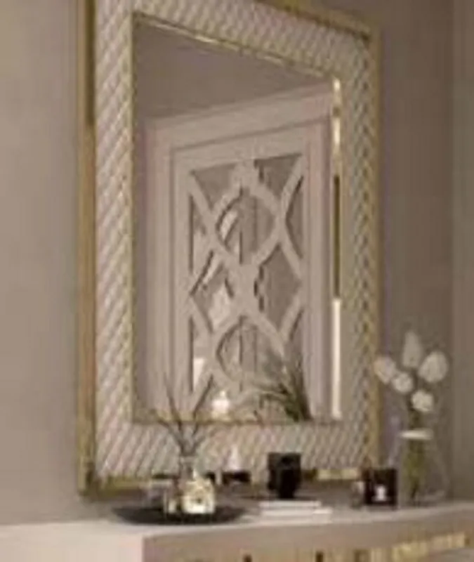 Casa Padrino Luxus Wandspiegel Weiß / Gold 88 x 6 x H. 126 cm - Moderner Wohnzimmer Spiegel mit Metallrahmen - Schlafzimmer Spiegel - Garderoben Spiegel - Luxus Kollektion Angebot
