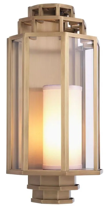 Finale Aktion Casa Padrino Luxus Wandleuchte Antik Messingfarben / Cremefarben 24 x 15 x H. 48,5 cm - Hotel & Restaurant Wandlampe - Luxus Kollektion