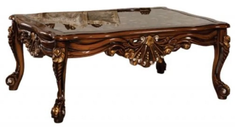 Begrenztes Angebot Casa Padrino Luxus Barock Couchtisch Braun / Gold - Massivholz Wohnzimmertisch im Barockstil - Barock Wohnzimmer Möbel - Edel & Prunkvoll
