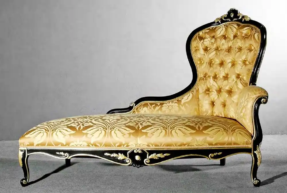 Geprüft Casa Padrino Luxus Barock Chaiselongue Gold / Schwarz / Gold - Handgefertigte Massivholz Recamiere mit elegantem Muster - Barock Wohnzimmer & Hotel Möbel - Erstklassische Qualität - Made in Italy