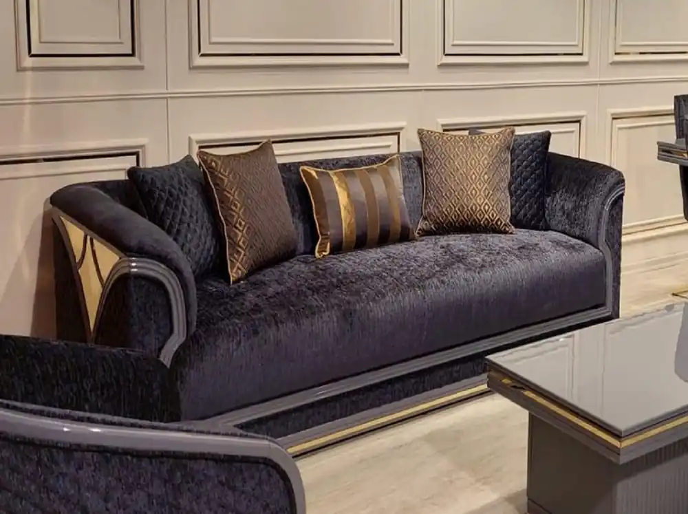 Super-Preis Casa Padrino Luxus Art Deco Sofa Lila / Grau / Gold - Wohnzimmer Sofa - Hotel Sofa - Luxus Art Deco Wohnzimmer & Hotel Möbel
