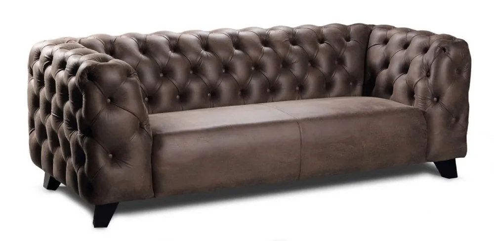 Top-Preis Casa Padrino Luxus Chesterfield Leder 2er Sofa Vintage Braun / Schwarz 167 x 95 x H. 80 cm - Echtleder Wohnzimmer Sofa - Chesterfield Wohnzimmer Möbel