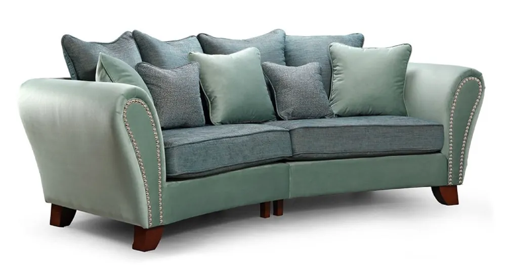 Top-Preis Casa Padrino Luxus 2er Sofa Grün / Blau / Dunkelbraun 250 x 120 x H. 100 cm - Gebogenes Wohnzimmer Sofa - Luxus Wohnzimmer Möbel