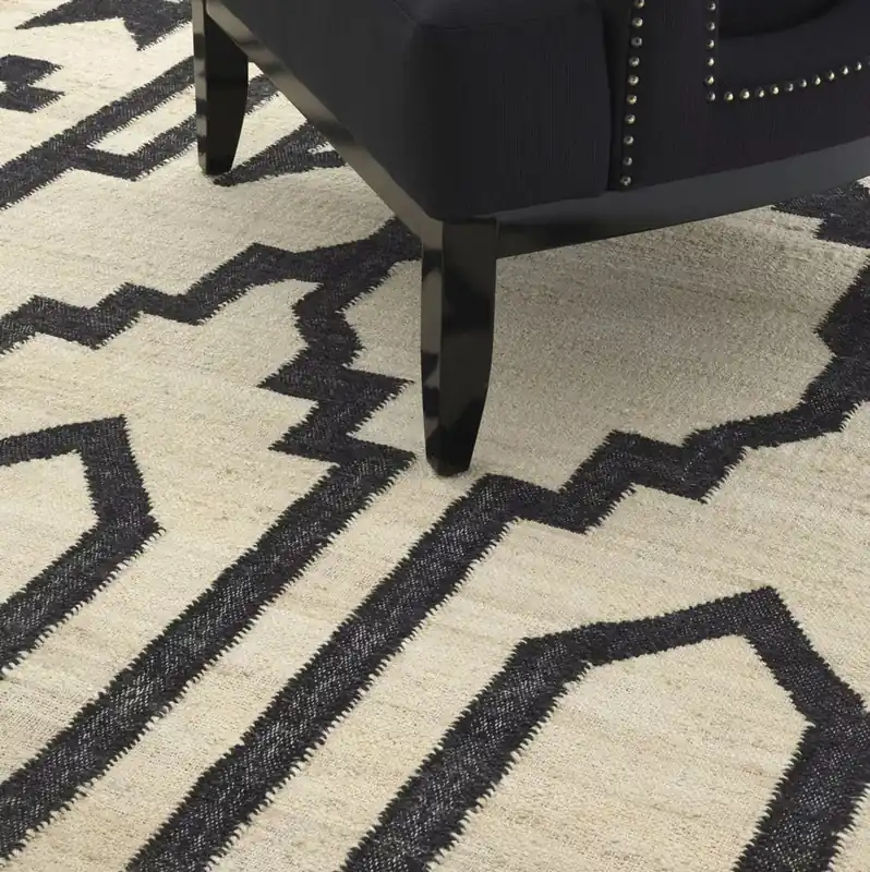 Beliebt Casa Padrino Luxus Jute & Woll Teppich Naturfarben / Schwarz 300 x 400 cm - Handgewebter Wohnzimmer & Hotel Teppich - Wohnzimmer Deko Accessoires - Luxus Qualität