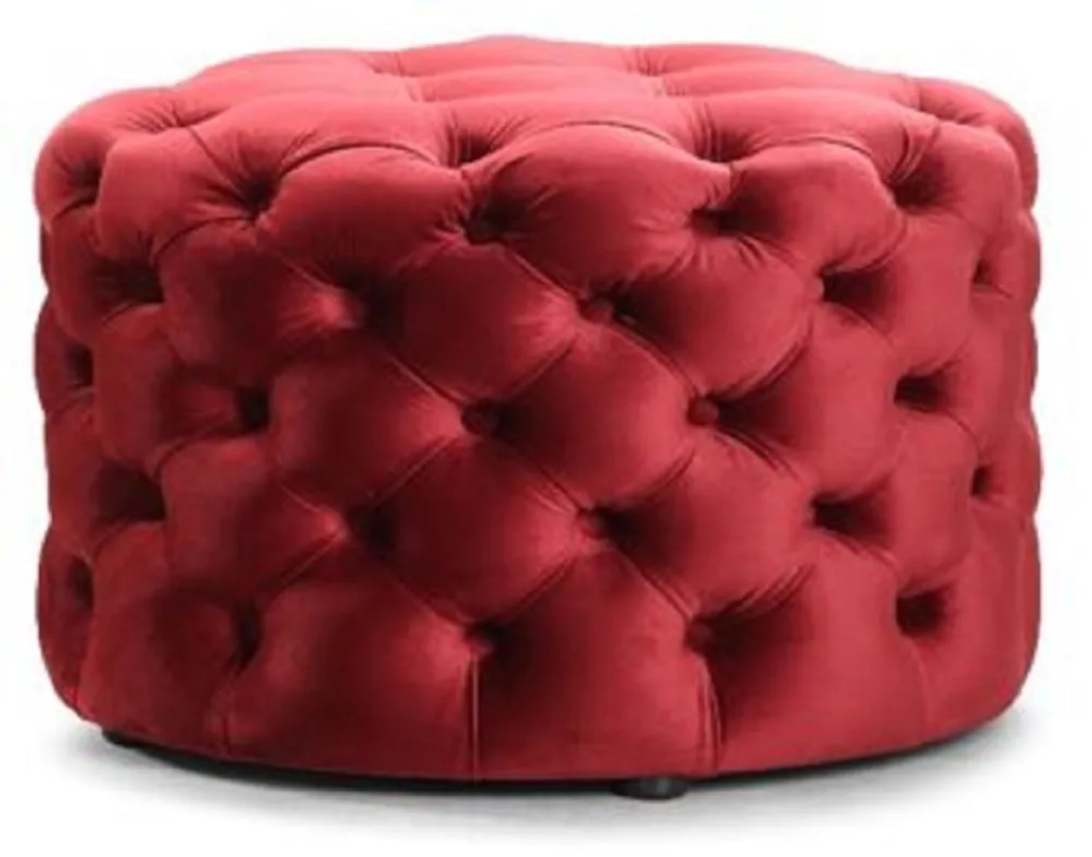 Wochenendangebot Casa Padrino Luxus Chesterfield Fußhocker Rot Ø 80 x H. 48 cm - Runder Sitzhocker - Chesterfield Hocker - Chesterfield Wohnzimmer Möbel