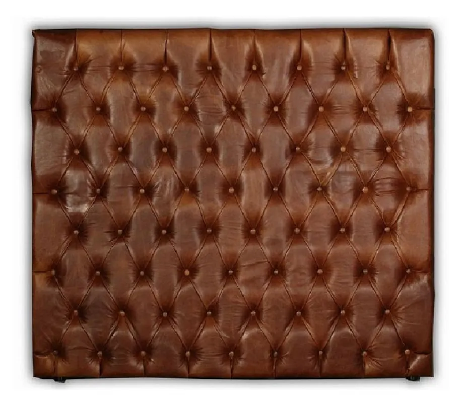 Casa Padrino Luxus Chesterfield Leder Bett-Kopfteil Braun 180 x H. 140 cm - Chesterfield Echtleder Schlafzimmer & Hotel Möbel - Luxus Kollektion Rabatt