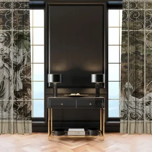 Top-Angebot Casa Padrino Luxus Vorhang Set Barock Skulpturen Mehrfarbig 250 x H. 290 cm - Bedruckte Samt Vorhänge - Ösenvorhänge - Schiebevorhänge - Luxus Qualität