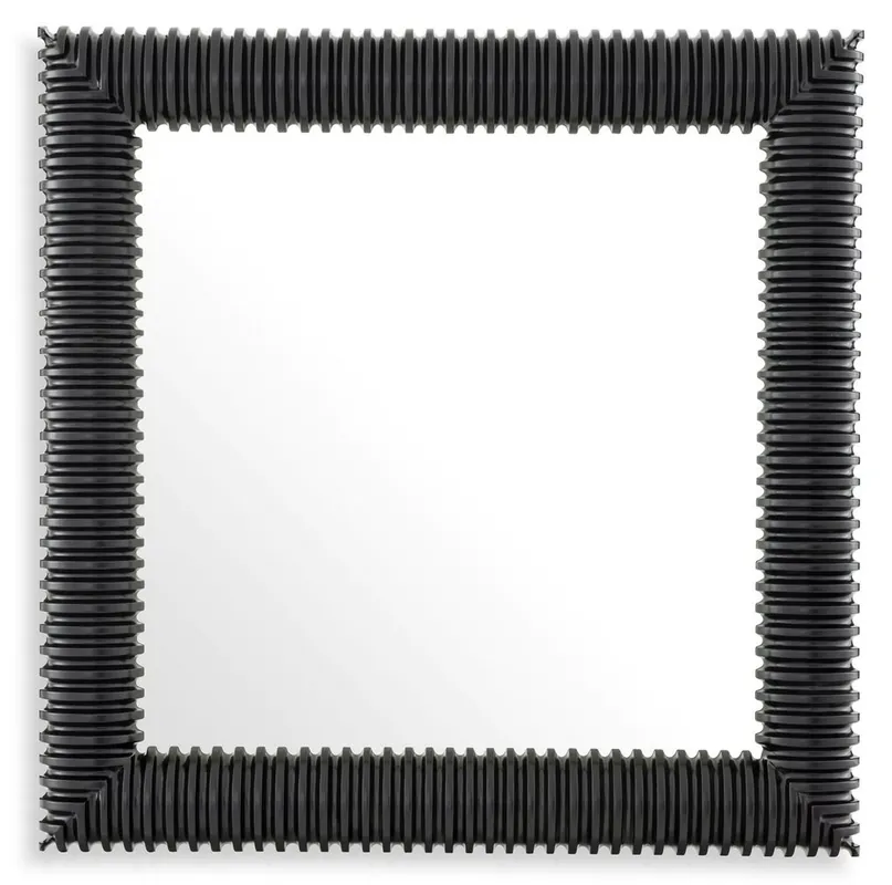 Casa Padrino Luxus Wandspiegel Schwarz 100 x 6 x H. 100 cm - Quadratischer Spiegel mit hochwertigem Mahagoni Rahmen - Wohnzimmer Spiegel - Schlafzimmer Spiegel - Garderoben Spiegel - Luxus Möbel Markenware