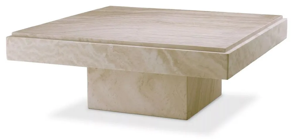 Sofort Bestellen Casa Padrino Luxus Couchtisch Beige 83 x 83 x H. 32 cm - Quadratischer Travertin Naturstein Wohnzimmertisch - Luxus Wohnzimmer Möbel