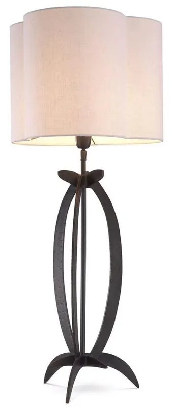 Casa Padrino Luxus Tischleuchte Bronzefarben / Weiß 40 x 38 x H. 95 cm - Elegante Schreibtischleuchte mit Lampenschirm - Luxus Leuchten Saisonangebot