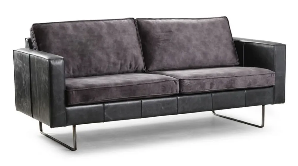 Casa Padrino Luxus Leder 2er Sofa Vintage Grau 170 x 90 x H. 85 cm - Echtleder Wohnzimmer Sofa - Wohnzimmer Möbel - Luxus Kollektion Rabatt