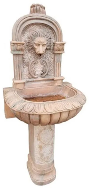 Casa Padrino Luxus Jugendstil Marmor Wandbrunnen Rosa - Prunkvoller Gartenbrunnen - Gartendeko Brunnen - Barock & Jugendstil Garten Deko Accessoires Schneller Versand
