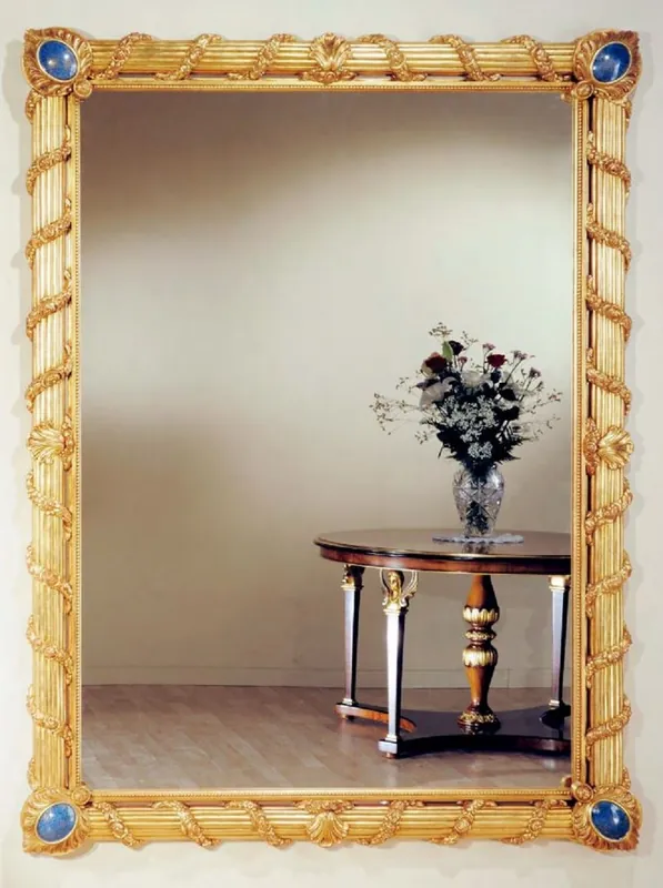 Casa Padrino Luxus Barock Spiegel Gold / Blau - Prunkvoller Massivholz Wandspiegel im Barockstil - Barock Möbel - Luxus Qualität - Made in Italy Must-Have