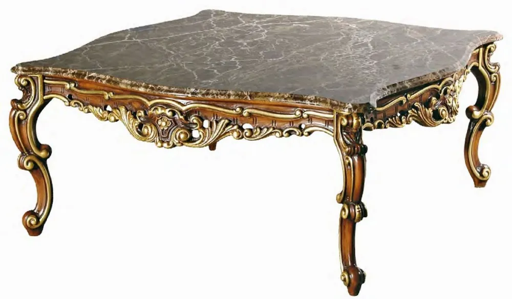 Meistverkauft Casa Padrino Luxus Barock Couchtisch Braun / Gold - Prunkvoller Massivholz Wohnzimmertisch mit Emperador Marmor Tischplatte - Barock Wohnzimmer & Hotel Möbel - Luxus Qualität - Made in Italy