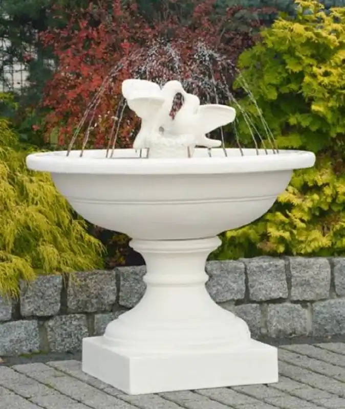 Casa Padrino Jugendstil Springbrunnen Tauben Weiß Ø 102 x H. 110 cm - Prunkvoller Gartenbrunnen - Gartendeko Brunnen - Barock & Jugendstil Garten Deko Accessoires Garantierte Lieferung