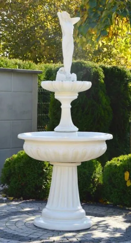 Online Kaufen Casa Padrino Jugendstil Springbrunnen Dame Weiß Ø 94 x H. 209 cm - Prunkvoller Gartenbrunnen - Gartendeko Brunnen - Barock & Jugendstil Garten Deko Accessoires