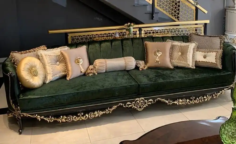 Günstig Casa Padrino Luxus Barock Sofa Dunkelgrün / Schwarz / Gold - Prunkvolles Wohnzimmer im Barockstil - Barock Wohnzimmer Möbel - Edel & Prunkvoll