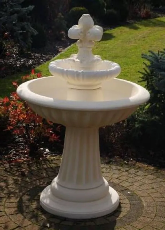 Casa Padrino Jugendstil Springbrunnen Lilie Weiß Ø 92 x H. 136 cm - Prunkvoller Gartenbrunnen - Gartendeko Brunnen - Barock & Jugendstil Garten Deko Accessoires Schneller Versand