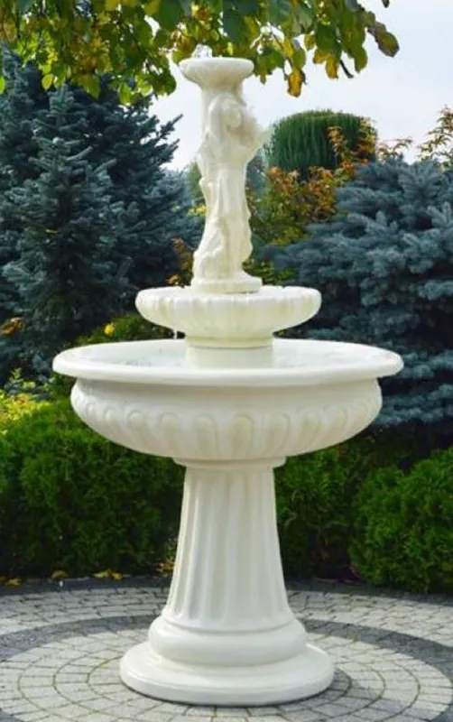 Preiswert Casa Padrino Jugendstil Springbrunnen Dame Weiß Ø 94 x H. 164 cm - Prunkvoller Gartenbrunnen - Gartendeko Brunnen - Barock & Jugendstil Garten Deko Accessoires