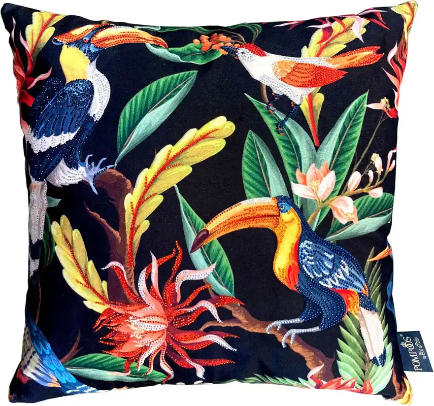 Harald Glööckler Designer Deko Kissen Jungle Pompöös by Casa Padrino mit Glitzersteinen - Art Collection - Geprüft