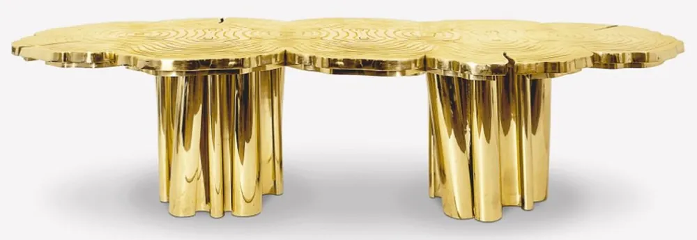 Casa Padrino Luxus Esstisch Gold 270 x 133 x H. 76 cm - Moderner massiver Metall Küchentisch - Luxus Esszimmer Möbel - Luxus Qualität Direktkauf