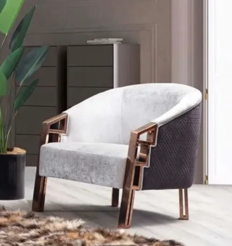 Nur Für Kurze Zeit Casa Padrino Luxus Sessel Silber / Lila / Kupfer 80 x 80 x H. 90 cm - Moderner Wohnzimmer Sessel - Luxus Wohnzimmer Möbel