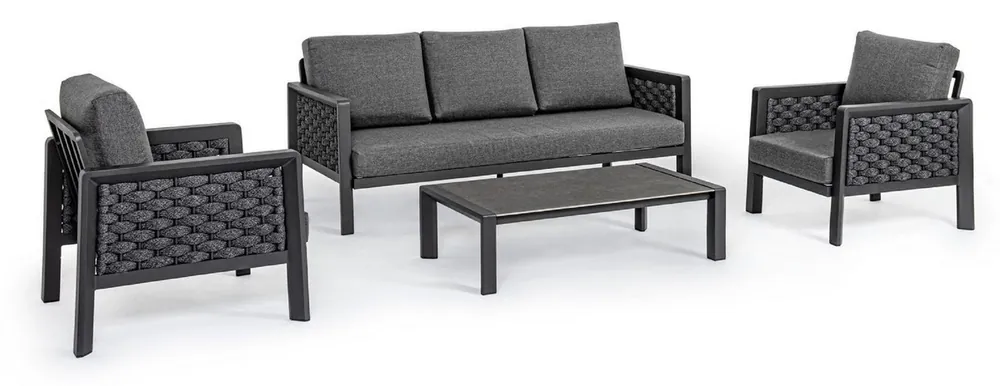 Must-Have Casa Padrino Luxus Gartenmöbel Set Anthrazit - 1 Gartensofa & 2 Gartensessel & 1 Gartentisch - Moderne Luxus Garten & Terrassen Möbel - Luxus Qualität
