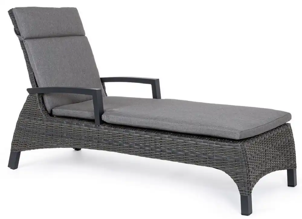 Schnäppchen Casa Padrino Luxus Gartenliege Grau / Anthrazit 205 x 70 x H. 72-106 cm - Moderne Wetterbeständige Liege mit verstellbarer Rückenlehne und Armlehnen - Garten Hotel Pool Möbel - Luxus Qualität
