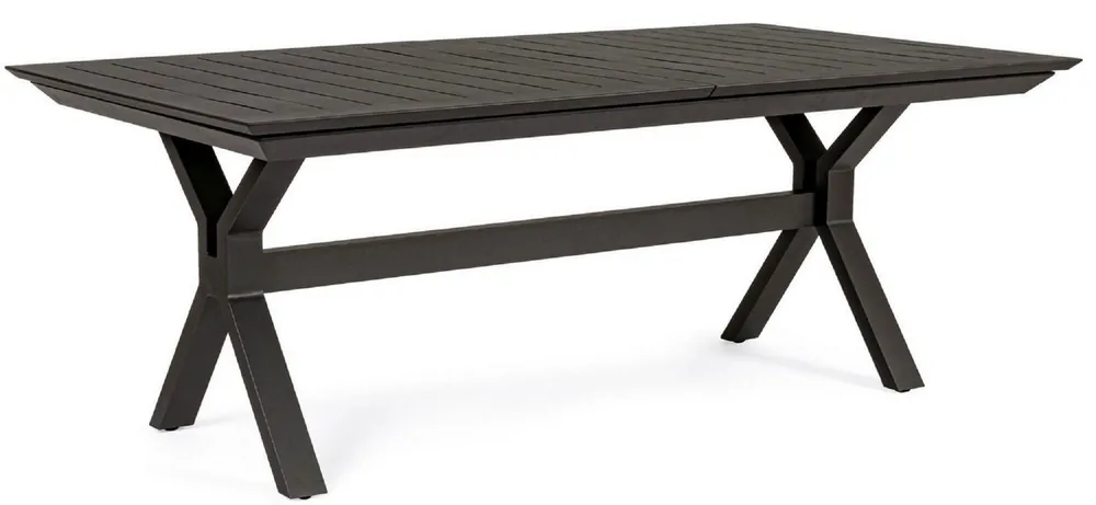 Casa Padrino Luxus Gartentisch Anthrazit 200-300 x 110 x H. 76 cm - Ausziehbarer Esstisch aus pulverbeschichtetem Aluminium - Luxus Garten & Terrassen Tisch - Luxus Garten & Terrassen Möbel Sofort Bestellen