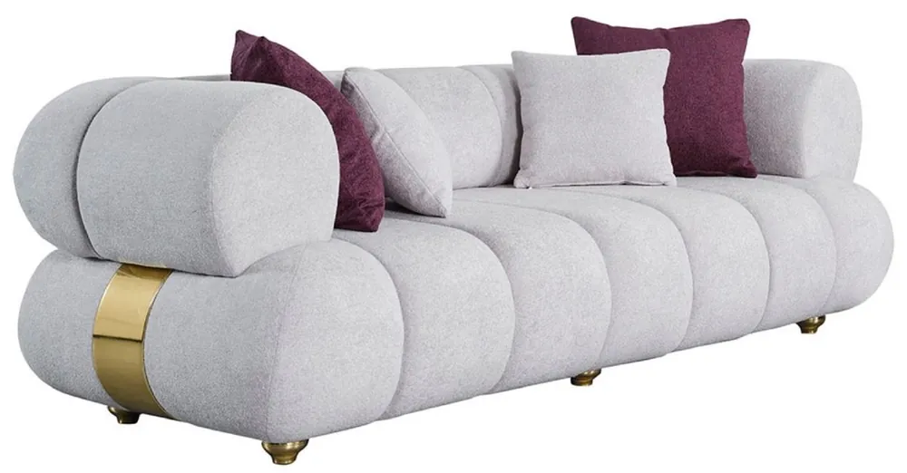 Angebot Casa Padrino Luxus 3er Sofa Grau / Gold - Modernes Wohnzimmer Sofa - Moderne Wohnzimmer Möbel - Luxus Kollektion