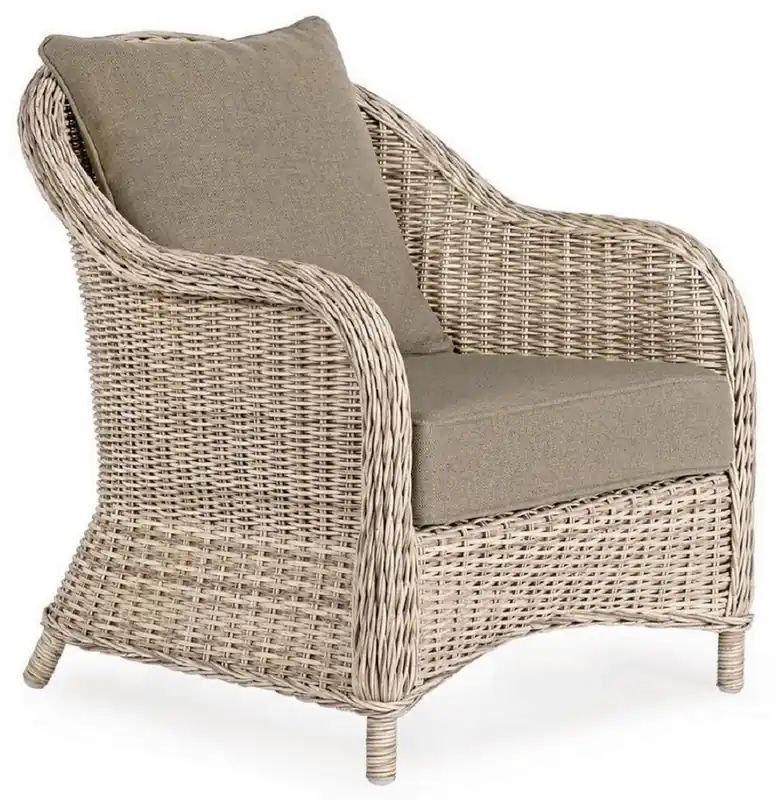 Letzte Chance Casa Padrino Luxus Gartensessel Naturfarben / Grau 75 x 82 x H. 83 cm - Wetterbeständiger Garten & Terrassen Sessel - Garten & Terrassen Möbel - Luxus Qualität