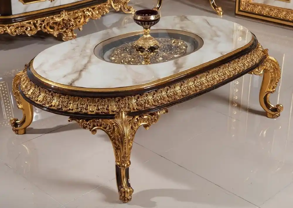 Saisonangebot Casa Padrino Luxus Barock Couchtisch mit Glasplatte Weiß / Dunkelbraun / Gold - Prunkvoller Massivholz Wohnzimmertisch im Barockstil - Barock Wohnzimmer Möbel - Edel & Prunkvoll