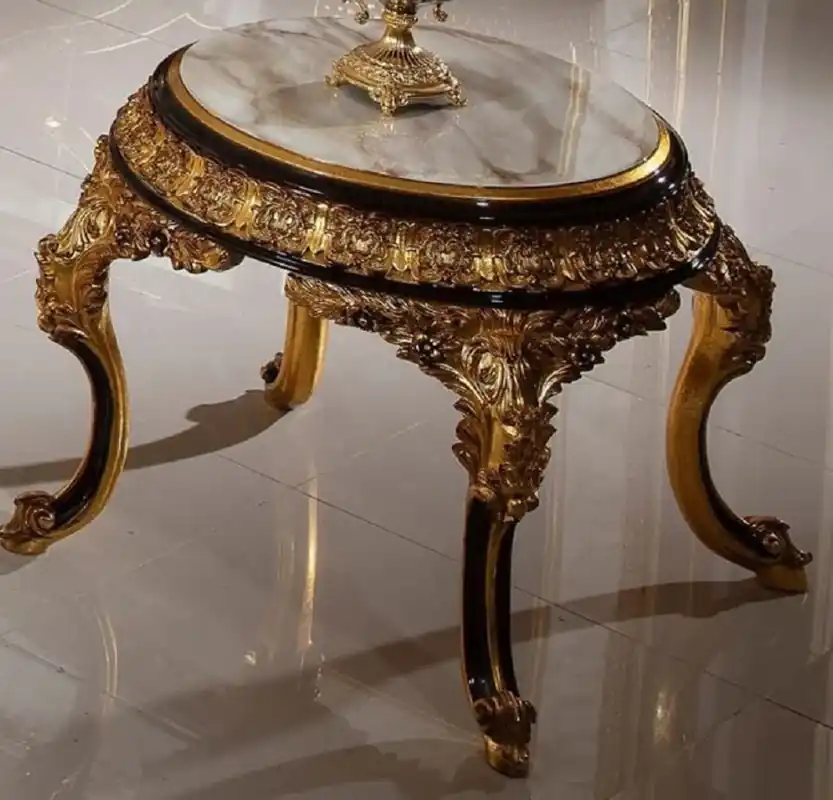 Saisonangebot Casa Padrino Luxus Barock Beistelltisch Weiß / Dunkelbraun / Gold - Prunkvoller Massivholz Tisch im Barockstil - Barock Wohnzimmer Möbel - Edel & Prunkvoll