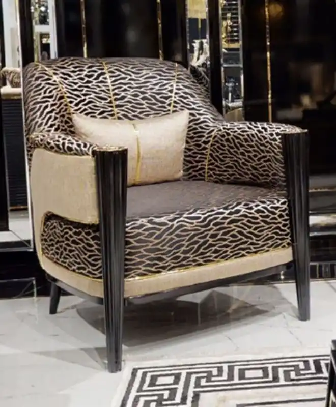Letzte Chance Casa Padrino Luxus Sessel Gold / Schwarz - Edler Wohnzimmer & Hotel Sessel - Wohnzimmer & Hotel Möbel - Luxus Qualität