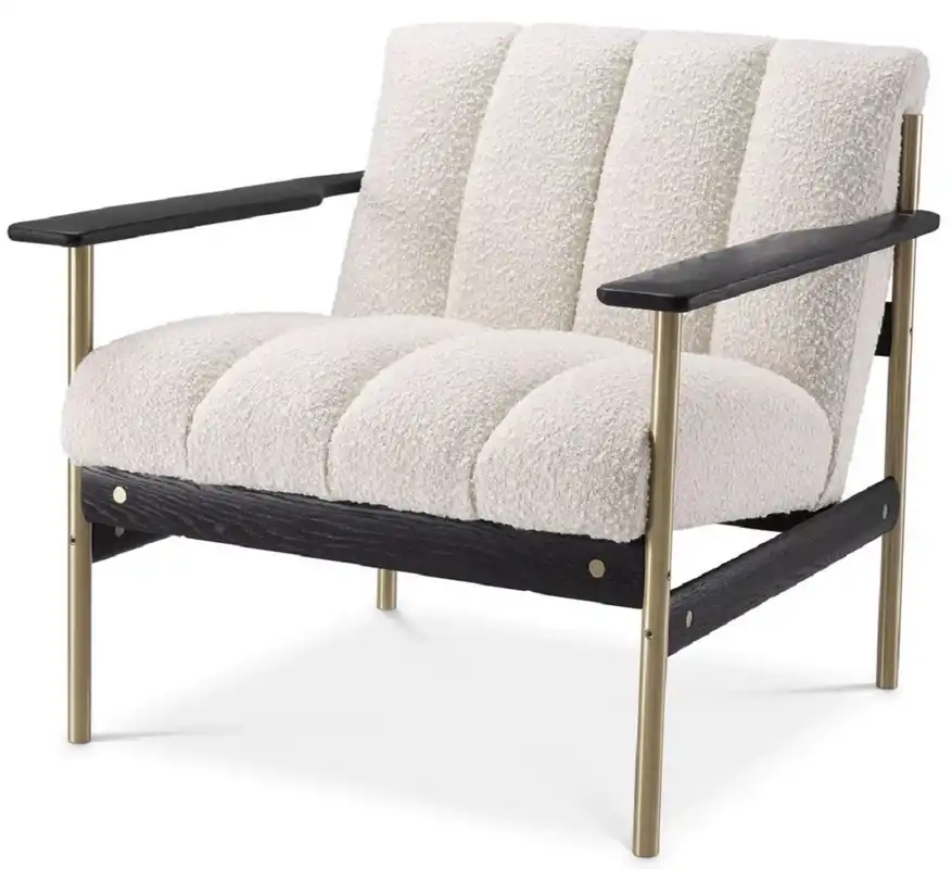 Casa Padrino Luxus Wohnzimmer Sessel Creme / Messing / Schwarz 75 x 78 x H. 73 cm - Moderner Wohnzimmer Sessel - Luxus Wohnzimmer & Hotel Möbel - Luxus Qualität Jetzt Kaufen